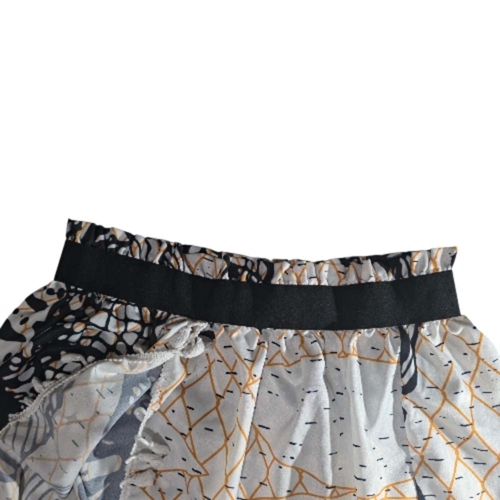 Boho Abstract Print Midi Skirt Tassel Trim Elastic Waist Size Large - Picture 4 of 5